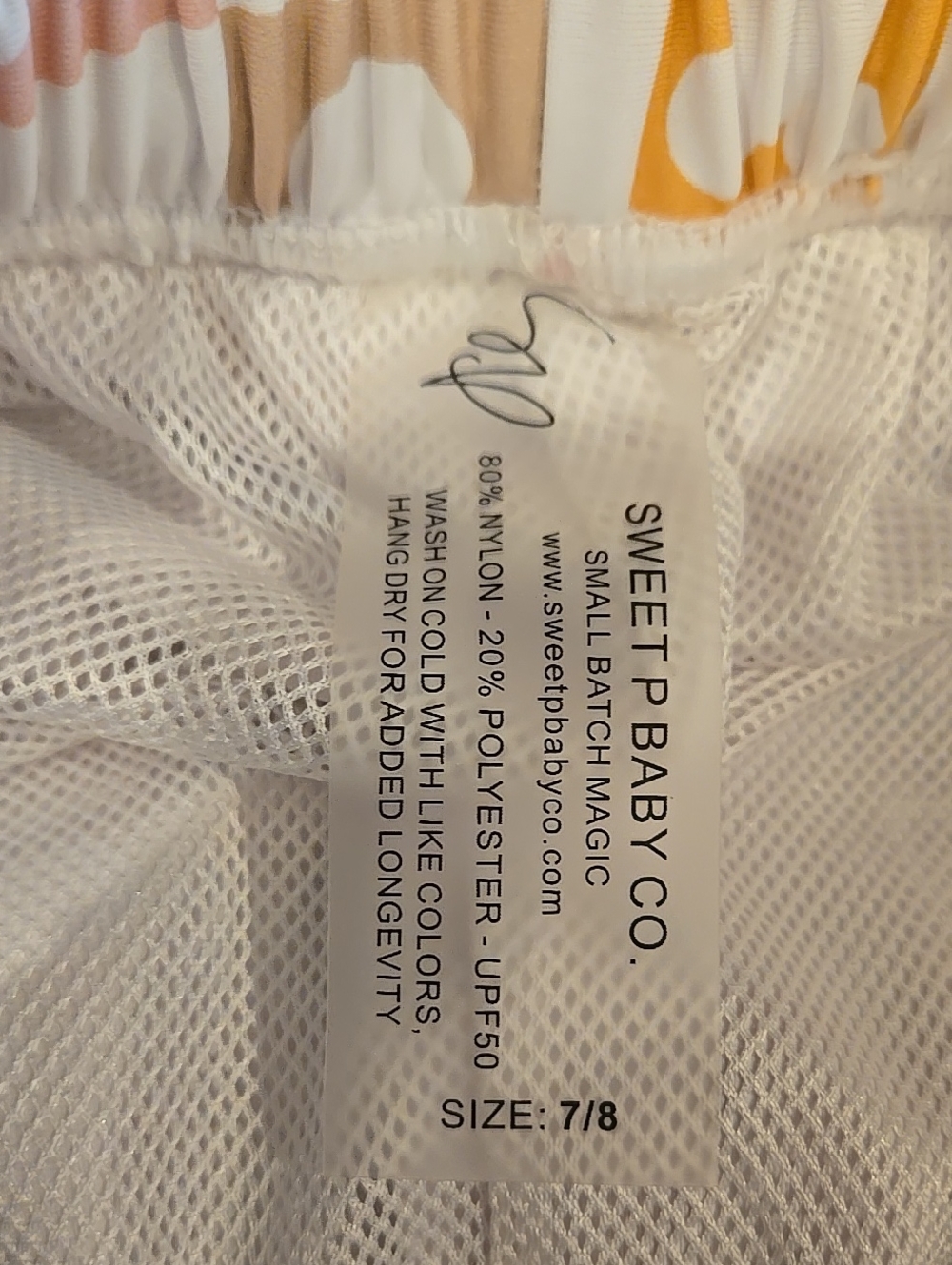 Sweet P Baby Co Mickey Swimsuit Shorts Unisex Boy Girl Size 6 7 Tie Waist Adj - Picture 6 of 14